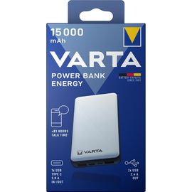 Akku Powerbank Energy 5V/15.000mAh weiss 2xUSB-A/Micro-B/-C VARTA 57977101111 + Micro-USB-Kabel Produktbild