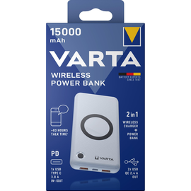 Akku Powerbank Wireless 3,7V/15.000mAh weiss Power Delivery VARTA 57908101111 2xUSB-A/1xUSB-C, QC 3.0 Produktbild