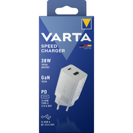 Ladeadapter Speed Charger weiss (Euro-Stecker) VARTA 57955101111 1x USB Typ-A QC, 1x USB Typ-C PD Produktbild