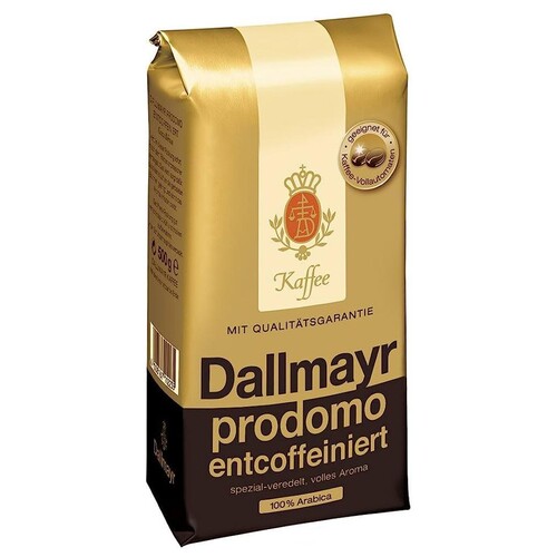 Kaffee Dallmayr Prodomo ganze Bohne entcoffeiniert (PACK=500 GRAMM) Produktbild Front View L