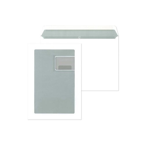 Versandtaschen mit Schaufenster 170x270mm und Adressfeld C4 229x324mm Nassklebend 120g weiß (PACK=250 STÜCK) Produktbild Front View L