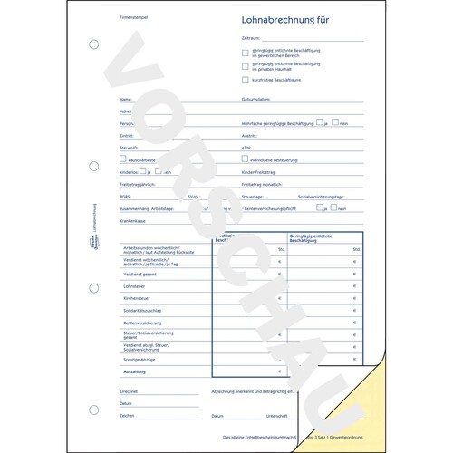 Lohnabrechnung für MiniJobs A4 2x40Blatt selbstdurchschreibend Zweckform 1752 Produktbild Additional View 2 L