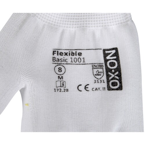 OX-ON Montagehandschuh  Polyester / Flexible Basic 1001 / Gr. 8 / weiß Produktbild Additional View 4 L