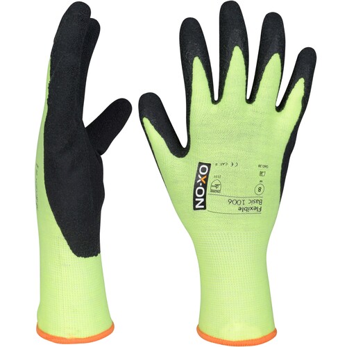 OX-ON Montagehandschuh  Baumwolle / Flexible Basic 1006 / Gr. 11 / grün-schwarz Produktbild Additional View 2 L