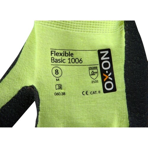 OX-ON Montagehandschuh  Baumwolle / Flexible Basic 1006 / Gr. 11 / grün-schwarz Produktbild Additional View 5 L