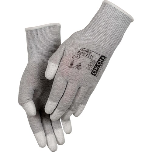 OX-ON Montagehandschuh Nylon-Carbon-Strick / Flexible Basic 1011 / Gr. 7 / grau-weiß Produktbild Additional View 1 L