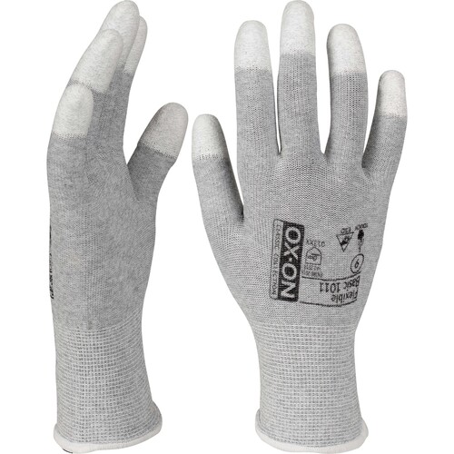OX-ON Montagehandschuh Nylon-Carbon-Strick / Flexible Basic 1011 / Gr. 7 / grau-weiß Produktbild Additional View 2 L