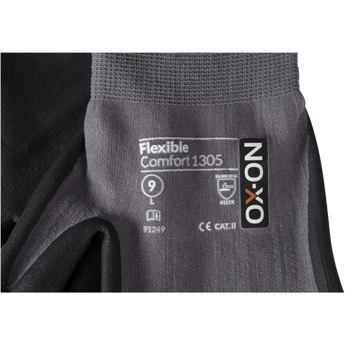 OX-ON Montagehandschuh  Nylon / Flexible Comfort 1305 / Gr. 10 / grau-schwarz Produktbild Additional View 7 L