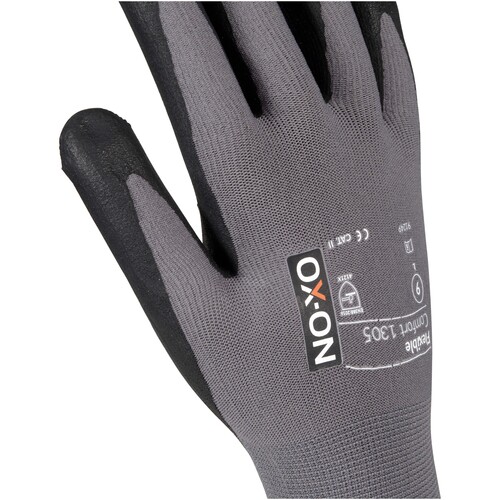 OX-ON Montagehandschuh  Nylon / Flexible Comfort 1305 / Gr. 10 / grau-schwarz Produktbild Additional View 5 L