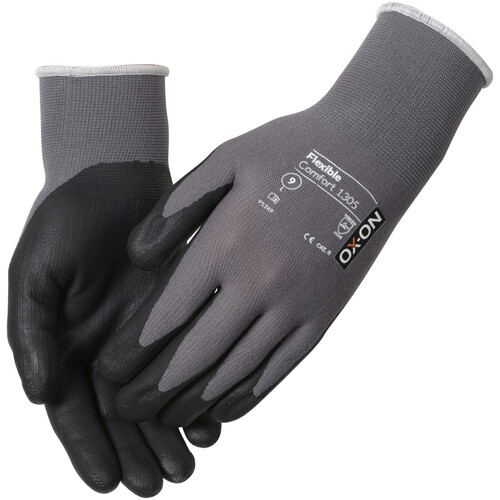 OX-ON Montagehandschuh  Nylon / Flexible Comfort 1305 / Gr. 6 / grau-schwarz Produktbild Additional View 1 L