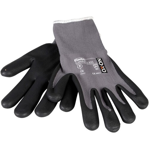 OX-ON Montagehandschuh  Nylon / Flexible Comfort 1305 / Gr. 6 / grau-schwarz Produktbild Additional View 4 L