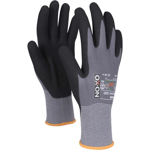 OX-ON Montagehandschuh Baumwoll-Strick / Flexible Supreme 1600 / Gr. 10  / grau-schwarz Produktbild Additional View 8 L