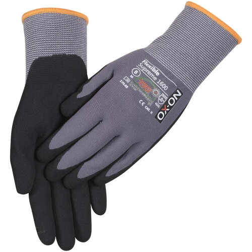OX-ON Montagehandschuh Baumwoll-Strick / Flexible Supreme 1600 / Gr. 10  / grau-schwarz Produktbild Additional View 1 L