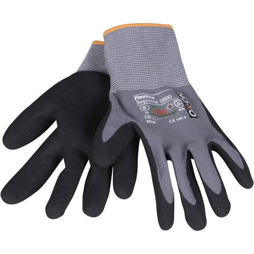 OX-ON Montagehandschuh Baumwoll-Strick / Flexible Supreme 1600 / Gr. 10  / grau-schwarz Produktbild Additional View 3 L