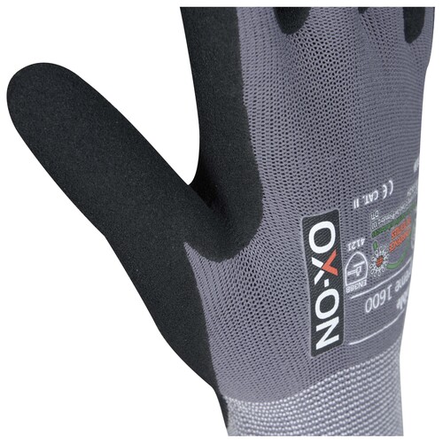 OX-ON Montagehandschuh Baumwoll-Strick / Flexible Supreme 1600 / Gr. 10  / grau-schwarz Produktbild Additional View 4 L