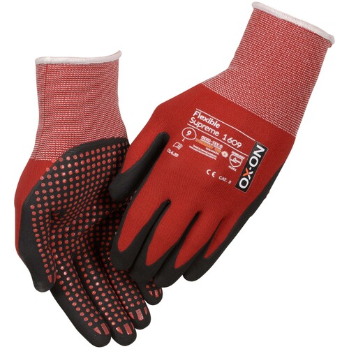 OX-ON Montagehandschuh  Nylon-Strick / Flexible Supreme 1609 / Gr. 9 / rot-schwarz Produktbild Additional View 1 L