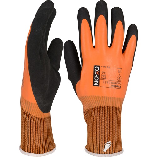OX-ON Montagehandschuh Polyester-Strick / Flexible Supreme 1611 / Gr. 7 / orange-schwarz Produktbild Additional View 6 L