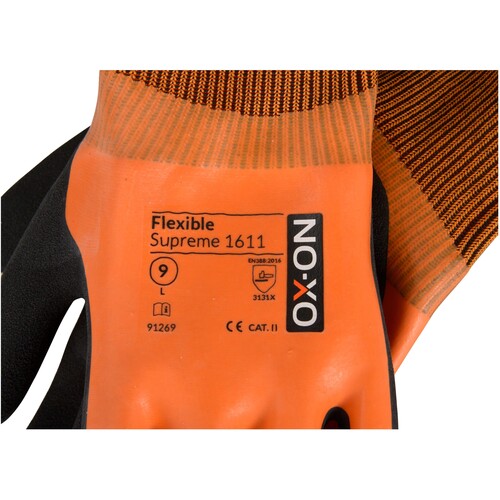 OX-ON Montagehandschuh Polyester-Strick / Flexible Supreme 1611 / Gr. 7 / orange-schwarz Produktbild Additional View 7 L