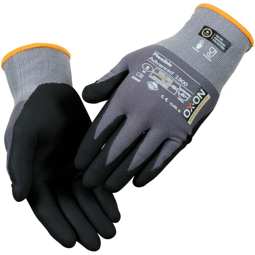 OX-ON Montagehandschuh  Nylon / Flexible Advanced 1900 / Gr. 7 / grau-schwarz Produktbild Additional View 1 L