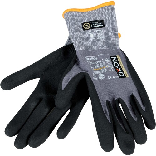 OX-ON Montagehandschuh  Nylon / Flexible Advanced 1900 / Gr. 7 / grau-schwarz Produktbild Additional View 3 L