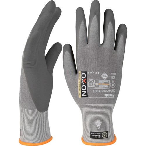 OX-ON Montagehandschuh  Nylon / Flexible Advanced 1907 / Gr. 10 / grau Produktbild Additional View 1 L
