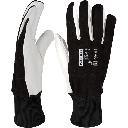 OX-ON Mechanikerhandschuh Leder / Worker Basic 2008 / Gr. 7 / schwarz-weiß Produktbild Additional View 6 L
