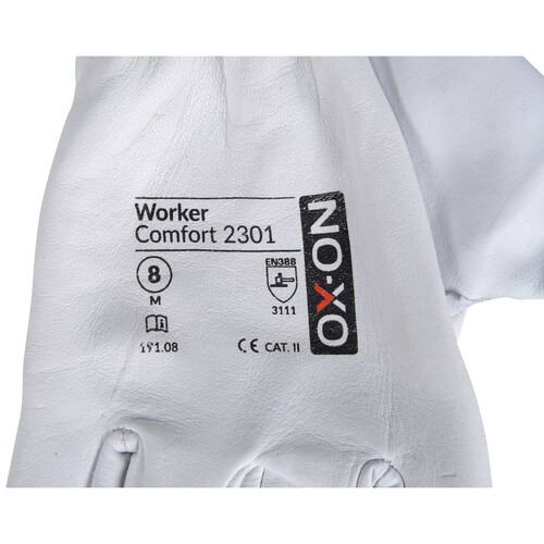 OX-ON Volllederhandschuh / Worker Comfort 2301 / Gr. 9 / weiß Produktbild Additional View 6 L