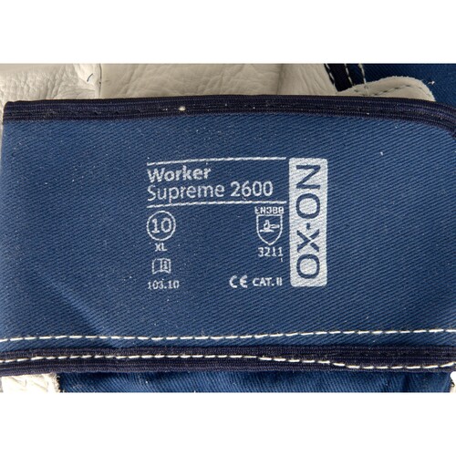 OX-ON Rindvollleder-Handschuh / Worker Supreme 2600 / Gr. 9 / weiß-blau Produktbild Additional View 7 L