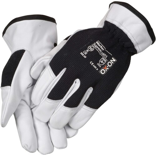 OX-ON Mechanikerhandschuh  Leder / Worker Supreme 2601 / Gr. 7 / weiß-schwarz Produktbild Additional View 1 L