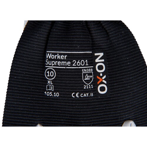 OX-ON Mechanikerhandschuh  Leder / Worker Supreme 2601 / Gr. 7 / weiß-schwarz Produktbild Additional View 3 L