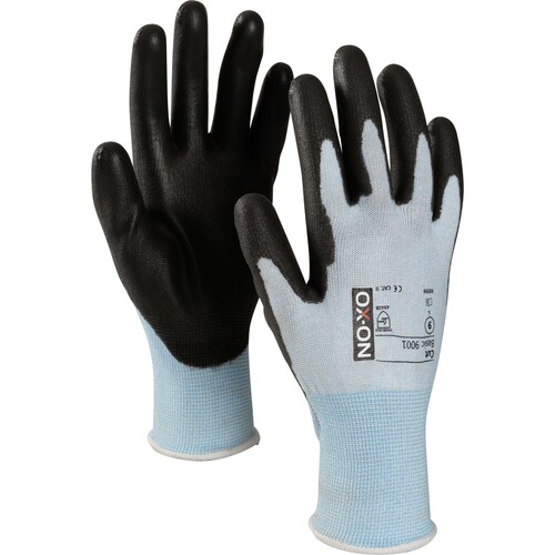 OX-ON Schnittschutzhandschuh Polyester / Cut Basic 9001 / Gr. 10 / hellblau-schwarz Produktbild
