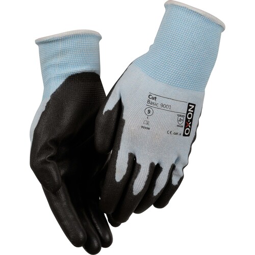 OX-ON Schnittschutzhandschuh Polyester / Cut Basic 9001 / Gr. 10 / hellblau-schwarz Produktbild Additional View 1 L