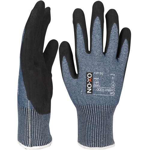 OX-ON Schnittschutzhandschuh Polyester / Cut Comfort 9300 / Gr. 8 / dunkelblau-schwarz Produktbild Additional View 2 L