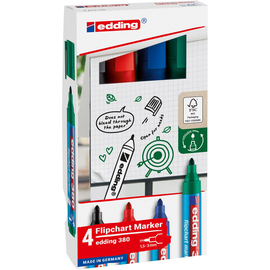 Flipchartmarker 380/4S Etui 1,5-3mm Rundspitze sortiert Edding 4-380-4-2 (SET=4 STÜCK) Produktbild