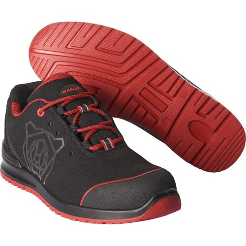 Sicherheitshalbschuh S1P m.  Schnürsenkel / Gr. 48, Schwarz/Rot Produktbild Front View L