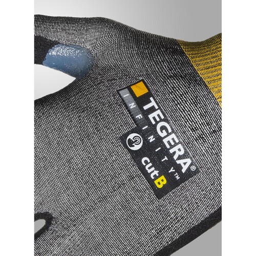 TEGERA Infinity 8805 Schnittschutzhandschuh Nylon-Carbon-Strick / Gr. 5 grau-gelb Produktbild Additional View 1 L
