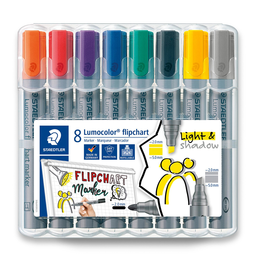 Flipchartmarker Lumocolor 356 Etui 2mm Rundspitze sort. Staedtler 356SWP8 (PACK=6 STÜCK) Produktbild