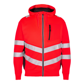 ENGEL Warnschutz- Sweatcardigan Safety / Gr. 4XL,  leuchtrot/schwarz Produktbild