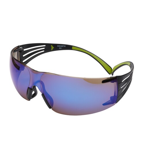 3M Schutzbrille SecureFit 400 / blau verspiegelt/schwarz/grün Produktbild