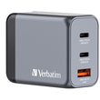 GaN-Ladegerät GNC-65 65W 3 Anschlüsse grau 100-240V Verbatim 32201 1x USB-A QC, 2x USB-C PD Produktbild Additional View 1 S
