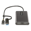 StarTech.com USB-C to Dual-HDMI Adapter, USB-C or A to 2x HDMI, 4K 60Hz, 100W PD Pass-Through, 1ft ( Produktbild Additional View 4 S
