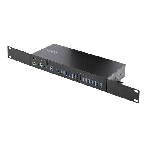 StarTech.com 16-Port Industrial USB 3.0 Hub 5Gbps, Metal, DIN/Surface/Rack Mountable, ESD Protection Produktbild