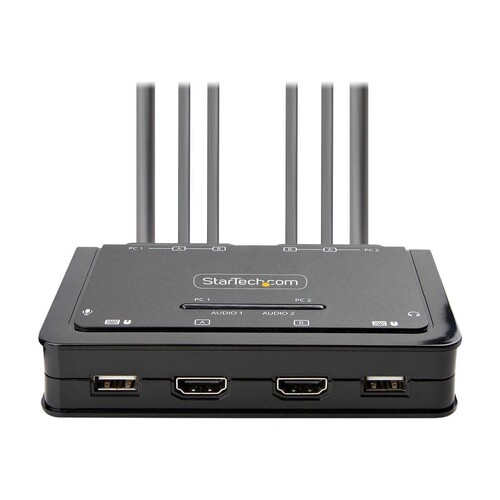 StarTech.com 2-Port Dual-Monitor HDMI Cable KVM Switch, 4K 60Hz, Compact KVM with 5ft/1.5m USB-A/HDM Produktbild Additional View 2 L