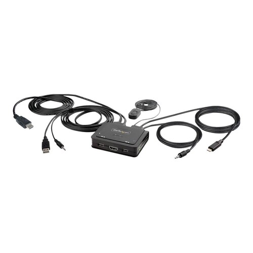 StarTech.com 2-Port Hybrid USB-C HDMI Cable KVM Switch, 4K 60Hz, Compact KVM with 6ft/1.8m USB-A/HDM Produktbild