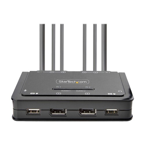 StarTech.com 2-Port Dual-Monitor DisplayPort Cable KVM Switch, 4K 60Hz, Compact KVM with 5ft/1.5m US Produktbild Additional View 2 L