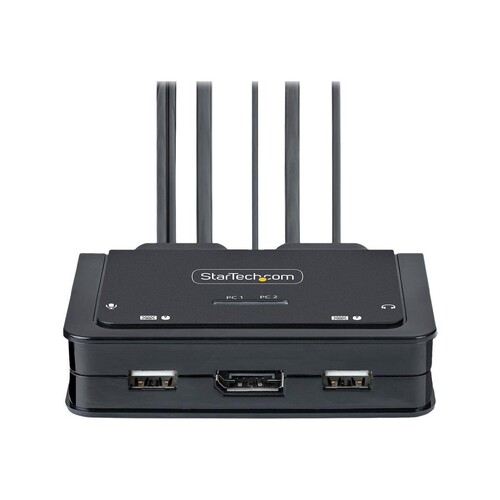 StarTech.com 2-Port USB-C Cable KVM Switch, 4K 60Hz DisplayPort Output, Compact KVM with 4ft/1.2m US Produktbild