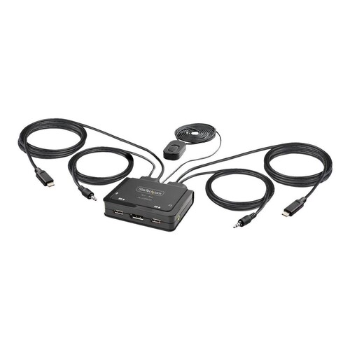 StarTech.com 2-Port USB-C Cable KVM Switch, 4K 60Hz DisplayPort Output, Compact KVM with 4ft/1.2m US Produktbild Additional View 2 L