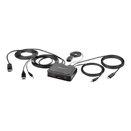 StarTech.com 2-Port Hybrid USB-C DisplayPort Cable KVM Switch, 4K 60Hz, Compact KVM with 6ft/1.8m US Produktbild