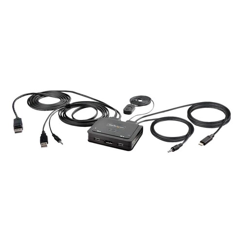 StarTech.com 2-Port Hybrid USB-C DisplayPort Cable KVM Switch, 4K 60Hz, Compact KVM with 6ft/1.8m US Produktbild