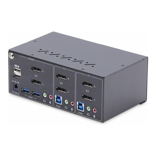 StarTech.com 2-Port Dual-Monitor DisplayPort KVM Switch, 4K 60Hz, 2x USB 5Gbps Hub Ports, 2x USB 2.0 Produktbild Additional View 3 L